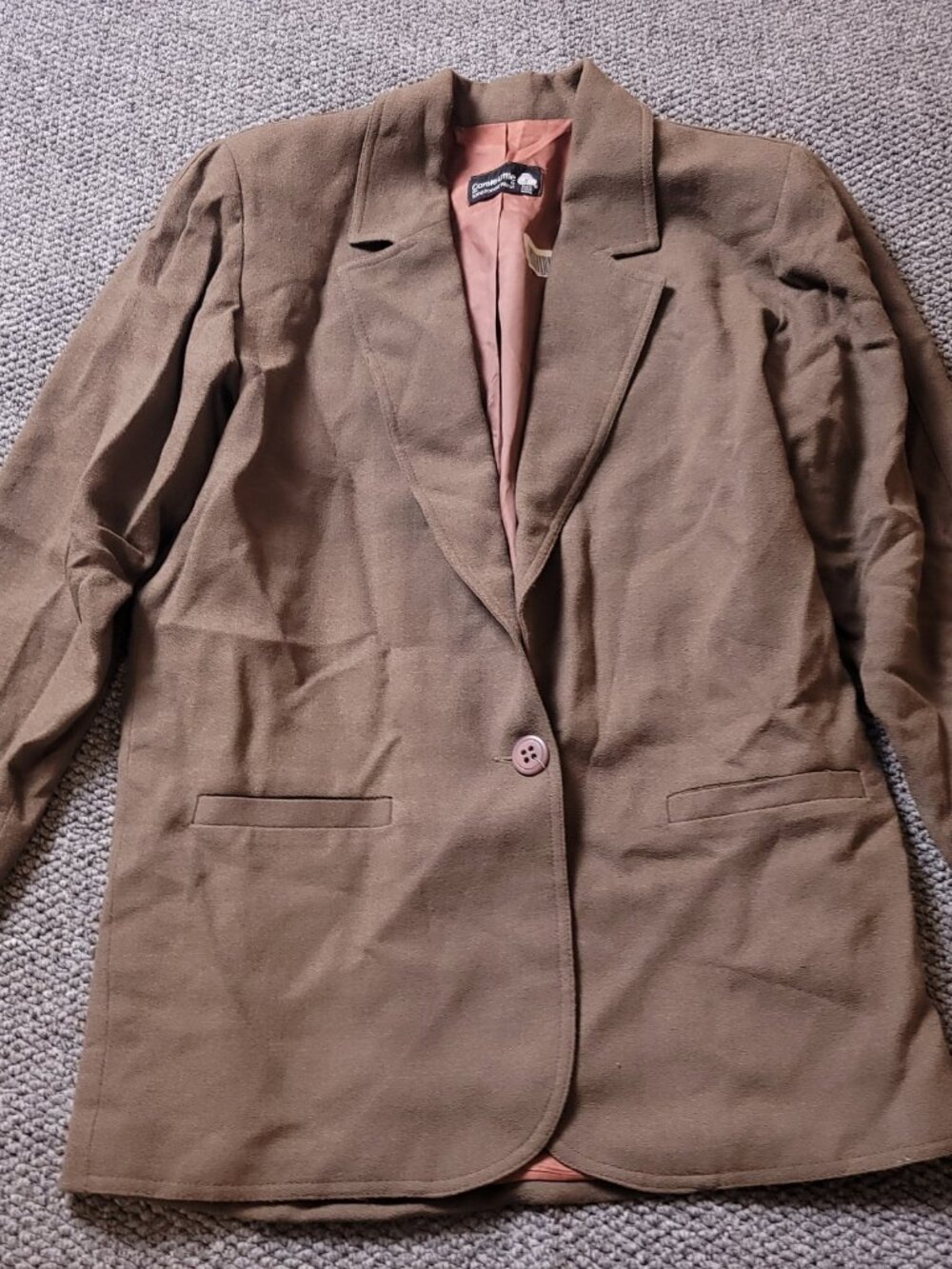 Carole Little Blazer Suit Jacket Womens 14 Pure Wool Beige Saint Tropez West